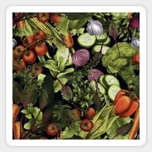 Vegetable nature pattern on black Sticker